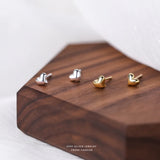 S999 Sterling Silver Heart Stud Earrings for Women