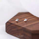 S999 Sterling Silver Heart Stud Earrings for Women