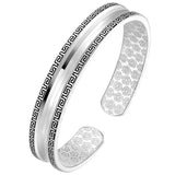 S999 Silver Concave Back Couple Bangle Retro Charm Jewelry