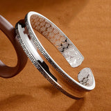 S999 Silver Concave Back Couple Bangle Retro Charm Jewelry