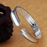 S999 Silver Concave Back Couple Bangle Retro Charm Jewelry