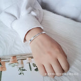 S999 Sterling Silver Ladies Bangle Open Concave Two British Jewelry
