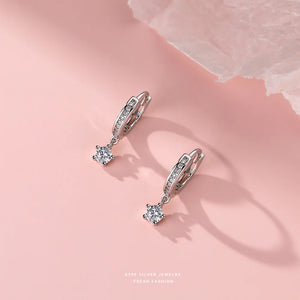 S999 Silver Zircon Water Drop Earrings for Women