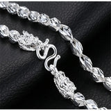 S999 Sterling Silver Men's Domineering Necklace, Retro Twist Chain