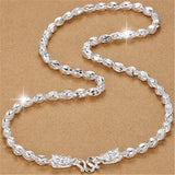 S999 Sterling Silver Men's Domineering Necklace, Retro Twist Chain