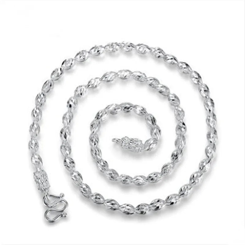 S999 Sterling Silver Men's Domineering Necklace, Retro Twist Chain