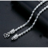 S999 Sterling Silver Men's Domineering Necklace, Retro Twist Chain