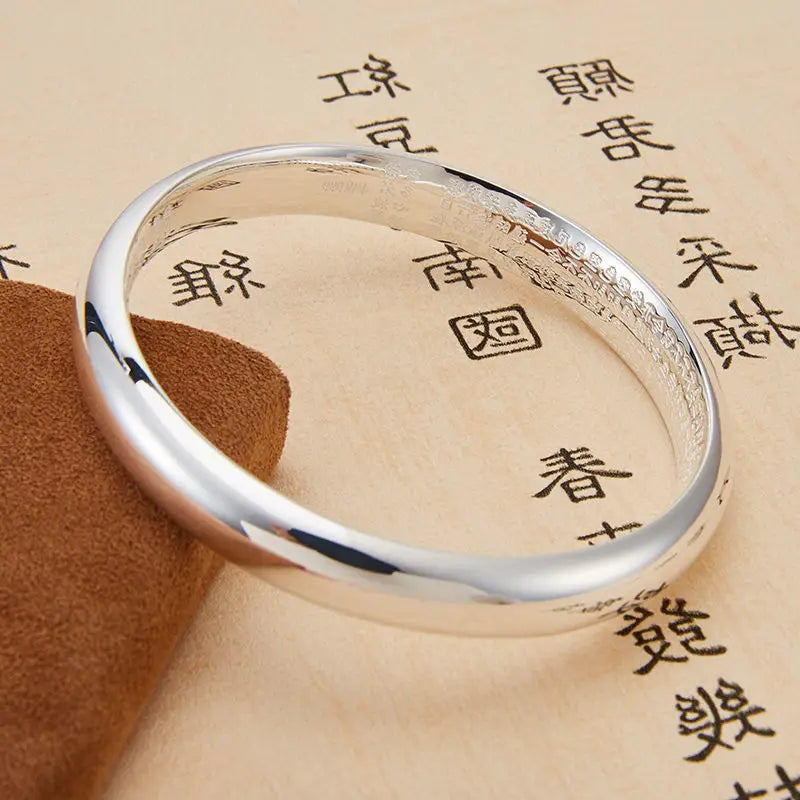 S999 Silver Couple Bangle Ancient Silver Glossy Frosted Jewelry Gift