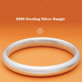 S999 Silver Couple Bangle Ancient Silver Glossy Frosted Jewelry Gift