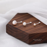 S999 Sterling Silver Pearl Stud Earrings Wedding Jewelry