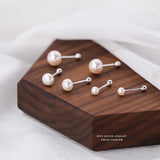 S999 Sterling Silver Pearl Stud Earrings Wedding Jewelry