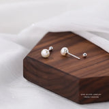 S999 Sterling Silver Pearl Stud Earrings Wedding Jewelry