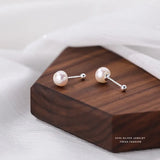 S999 Sterling Silver Pearl Stud Earrings Wedding Jewelry