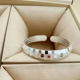 S999 Sterling Silver Ladies Bracelet, Frosted Checkered Bracelet
