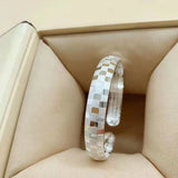 S999 Sterling Silver Ladies Bracelet, Frosted Checkered Bracelet