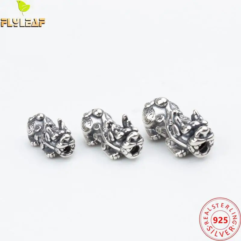 S999 Sterling Silver Pixiu Spacer Beads Thai Silver Charm