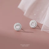 S999 Opal Zircon Pearl Flower Stud Earrings for Women