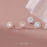 S999 Opal Zircon Pearl Flower Stud Earrings for Women