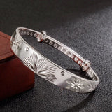 S999 Silver Camellia Bangle for Women