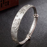 S999 Silver Camellia Bangle for Women