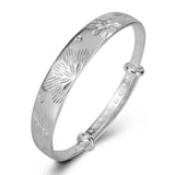 S999 Silver Camellia Bangle for Women