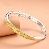 S999 Silver Camellia Bangle for Women