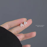 S999 Silver Zircon Pearl Cherry Stud Earring Women Jewelry