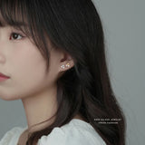 S999 Silver Zircon Pearl Cherry Stud Earring Women Jewelry
