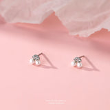 S999 Silver Zircon Pearl Cherry Stud Earring Women Jewelry
