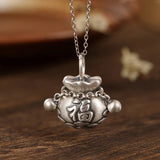 S999 Retro Distressed Matte Fu Character Lucky Bag Purse Pendant