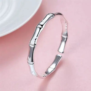 S999 Silver Ancient Bamboo Open Bracelet for Bestie or Girlfriend