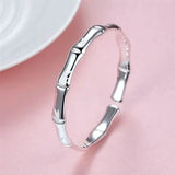 S999 Silver Ancient Bamboo Open Bracelet for Bestie or Girlfriend