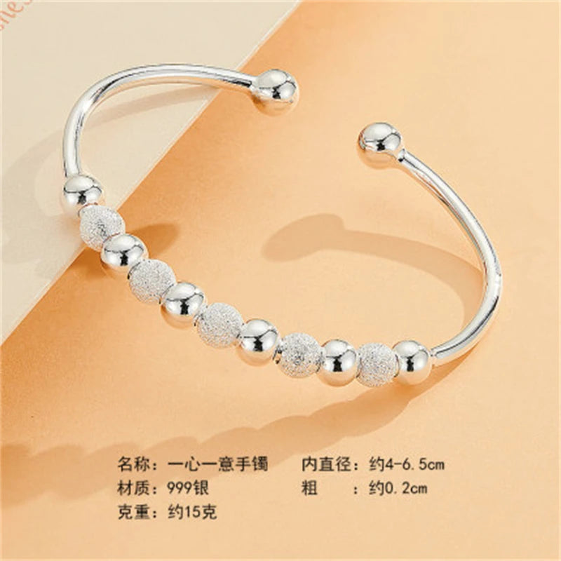 Solid Silver Women's Bracelet Adjustable Size Jewelry Gift