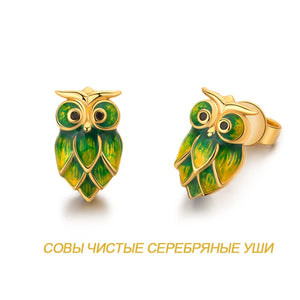 Owl Sterling Silver Earrings Female Temperament