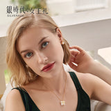 Female Sunflower Jade Earrings Hetian Jade 925 Sterling Silver