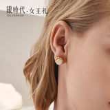Female Sunflower Jade Earrings Hetian Jade 925 Sterling Silver