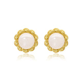 Female Sunflower Jade Earrings Hetian Jade 925 Sterling Silver