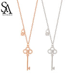 S925 Silver Key Lock Necklace Women