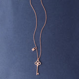S925 Silver Key Lock Necklace Women