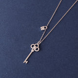 S925 Silver Key Lock Necklace Women