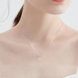 S925 Silver Key Lock Necklace Women
