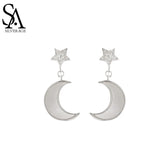 Moon Stars 925 Sterling Silver Earrings for Women