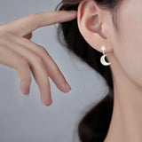 Moon Stars 925 Sterling Silver Earrings for Women