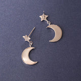 Moon Stars 925 Sterling Silver Earrings for Women
