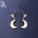 Moon Stars 925 Sterling Silver Earrings for Women