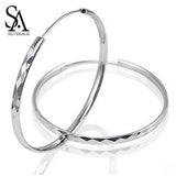 925 Silver Huggie Earrings Fine Jewelry Hoops Women Long Earrings