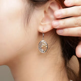 925 Silver Tree of Life Drop Earrings Yellow Brincos