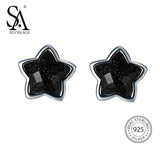 925 Silver Star Stud Earrings Vintage Jewelry Women