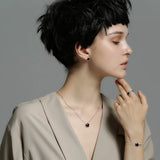 925 Silver Star Stud Earrings Vintage Jewelry Women