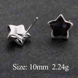 925 Silver Star Stud Earrings Vintage Jewelry Women